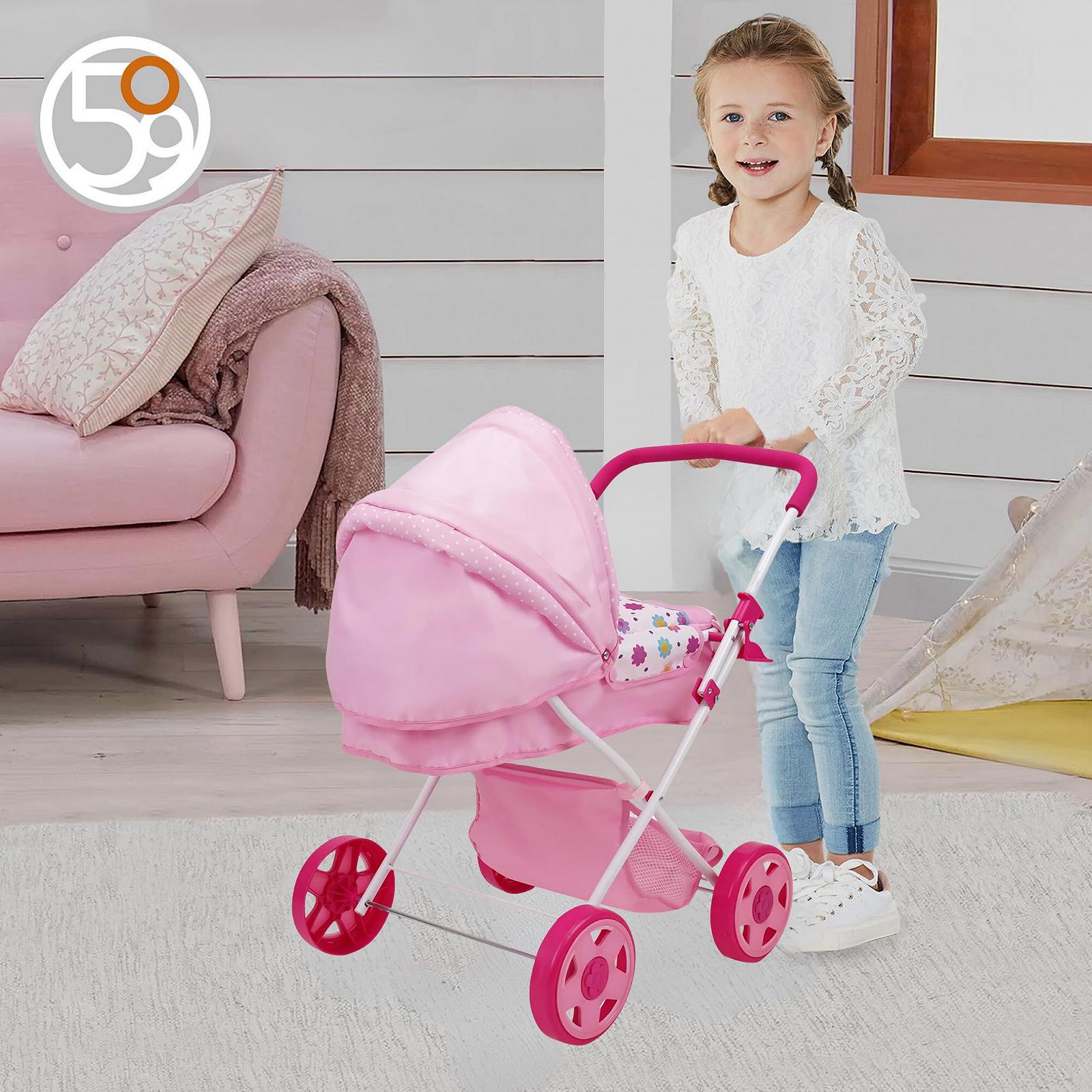 Коляска для кукол 509 Crew Daisy с большой складной навесом, корзиной для хранения & люлькой, игровая набор для детей 3+ (весенний розовый), фото №8 Коляска для кукол 509 Crew Daisy с большой складной навесом, корзиной для хранения & люлькой, игровая набор для детей 3+ (весенний розовый), фото №8