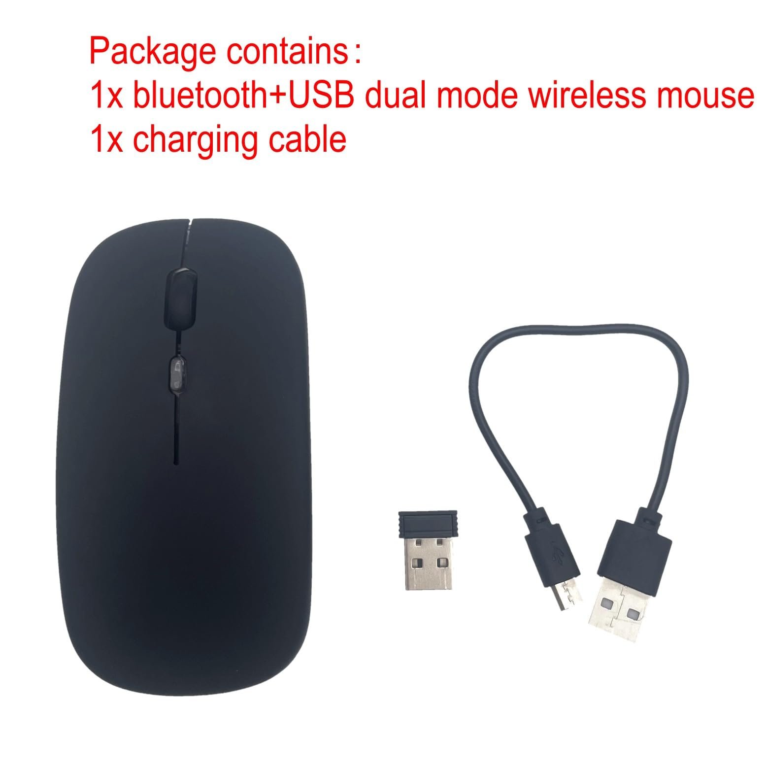 Мышь JZK Беспроводная Перезаряжаемая Dual Mode 2.4Ghz USB, Bluetooth, Бесшумная, с LED подсветкой, с регулируемой DPI, Черная, фото №1