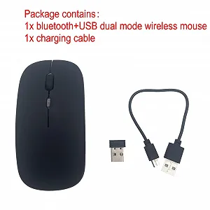 Миша JZK Бездротова Перезаряджувана Dual Mode 2.4Ghz USB, Bluetooth, Безшумна, з LED підсвічуванням, з регульованою DPI, Чорна - Фото 1