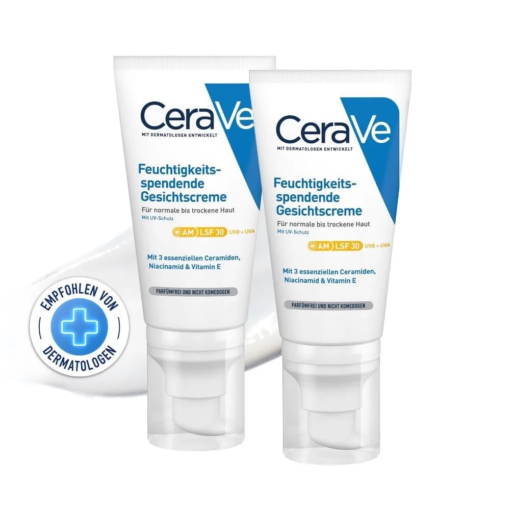 Крем для обличчя CeraVe Feuchtigkeitsspendende Gesichtscreme SPF 30 для нормальної та сухої шкіри з керамідами, гіалуроновою кислотою та ніацинамідом, фото №1