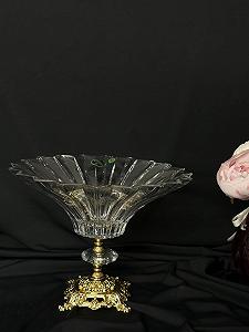 Цукерниця, фруктовниця кришталь на золотій ніжці 25х25 см - Фото 1