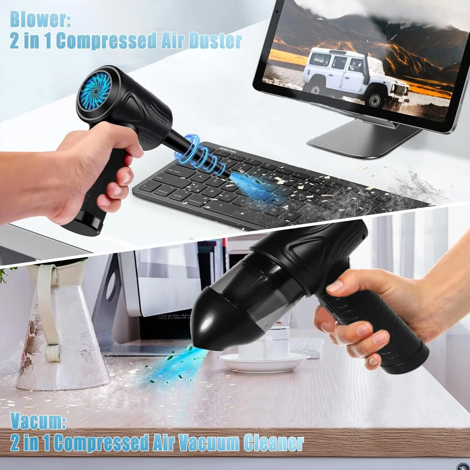 Акумуляторний повітродувка  та пилосос 2 в 1 3 швидкості 110000 RPM 7600mAh LED-підсвічування, фото №3