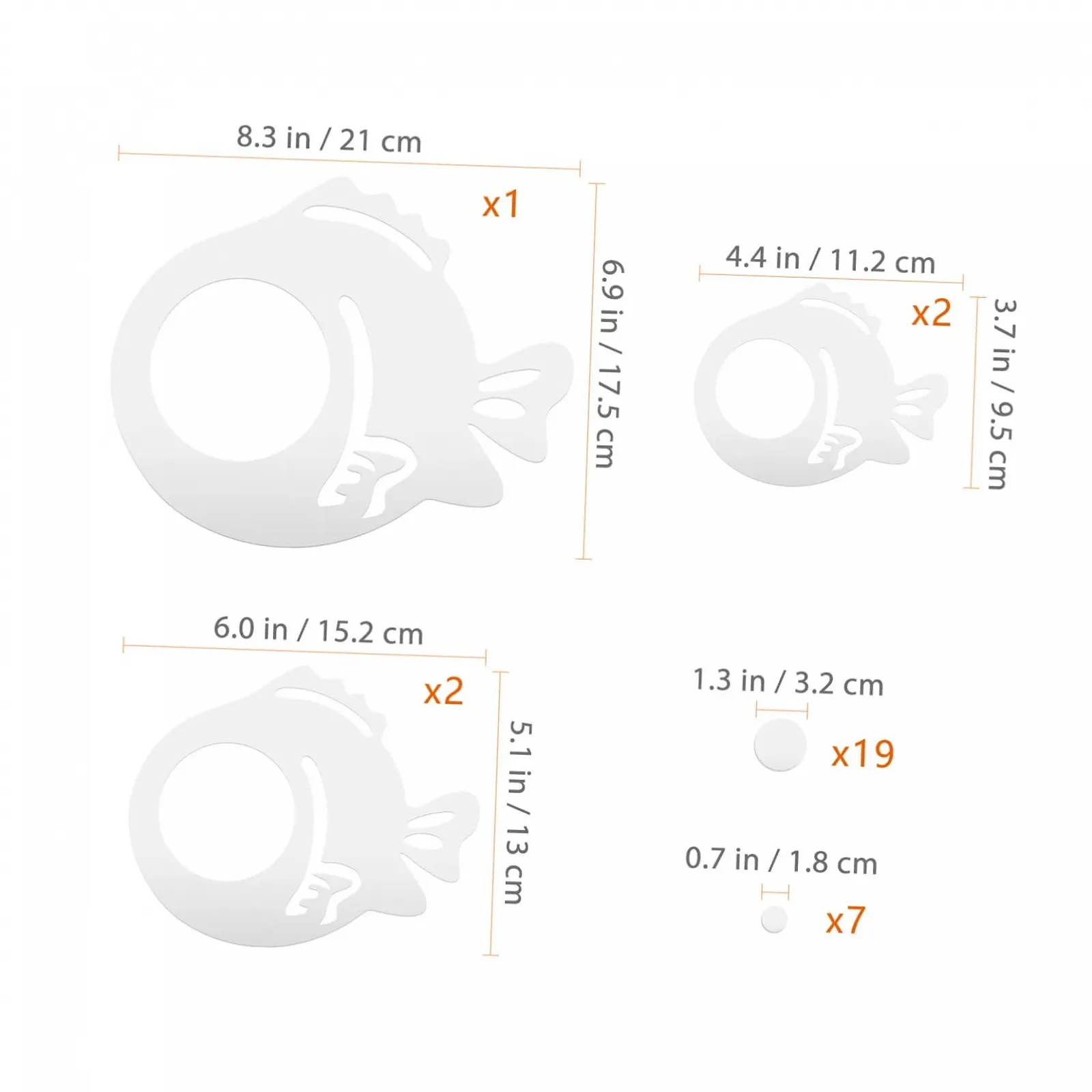 Наклейка на стіну BESPORTBLE Fish and Bubbles Mirror 3D Acrylic Водонепроникна Сріблястий, фото №2