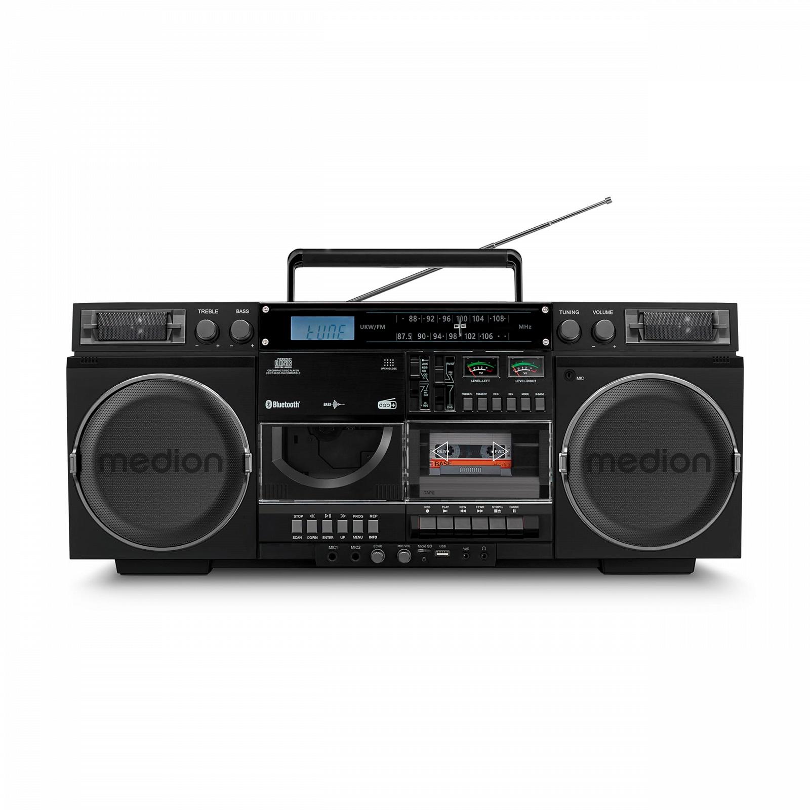 Ретро магнитофон MEDION P66538 с CD-проигрывателем USB SD MC DAB+ радио телескопическая антенна Bluetooth функция записи, фото №1