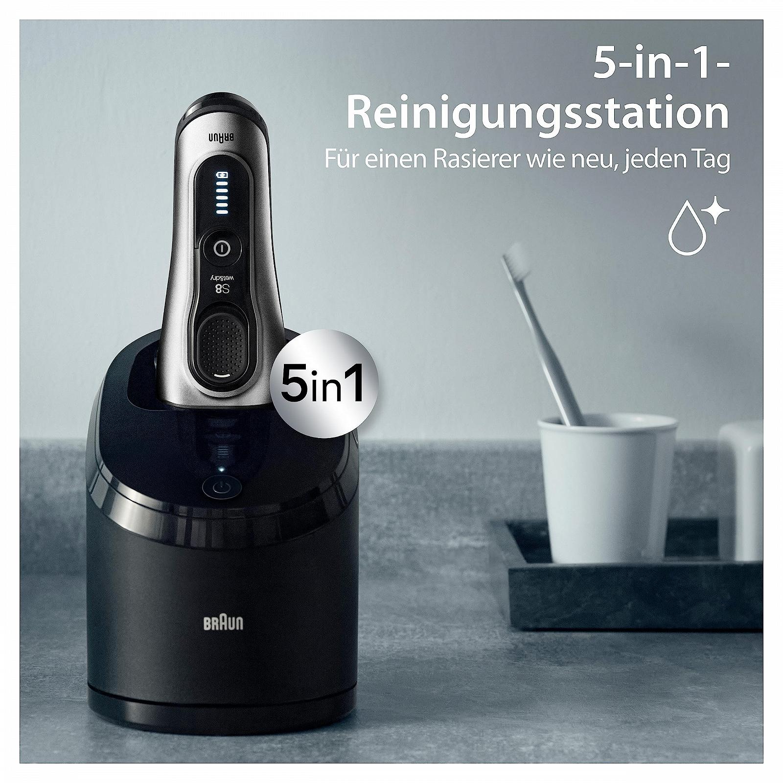 Электробритва мужская Braun Series 8 8567cc 4+1 головка, станция очищения, 60 минут работы Серебристая, фото №3
