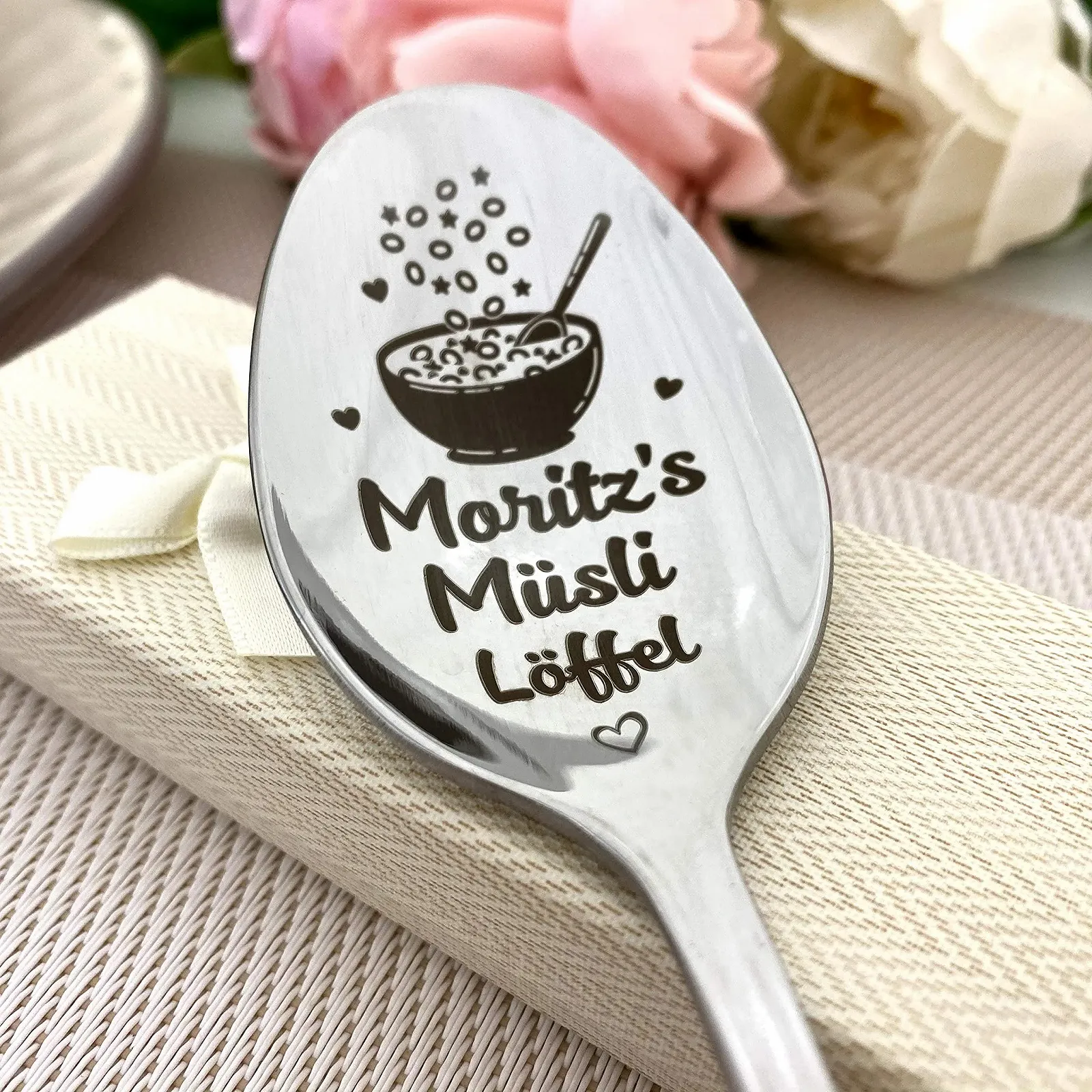 Ложка для хлопьев в подарочной коробке Индивидуальная персональная ложка с текстом на ручке Подарочная ложка для хлопьев, фото №7