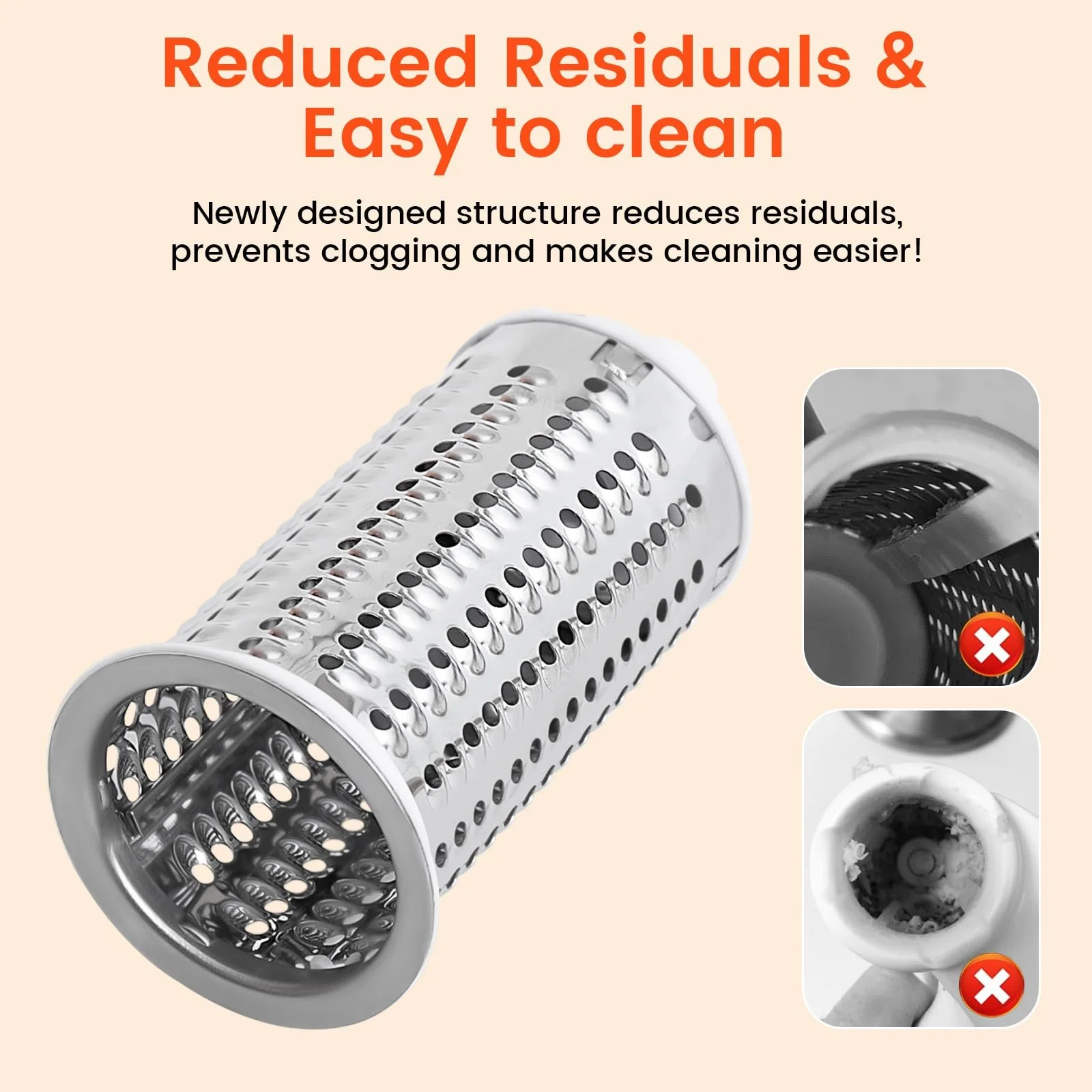 Ручна сирна терка з ручкою, ручна роторна з 2 барабанами з нержавіючої сталі, фото №2