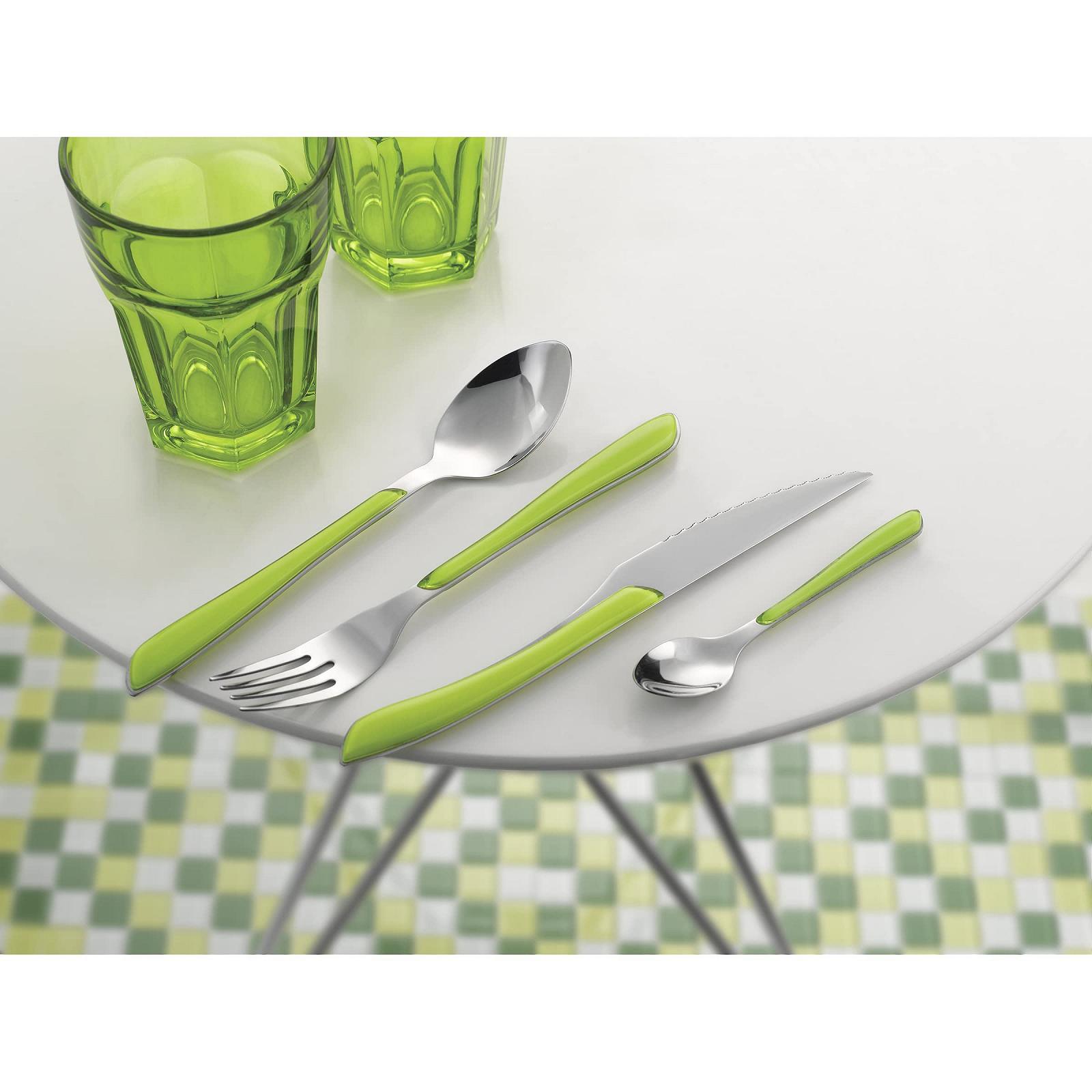 Набор столовых приборов Amefa ECLAT, 24 предмета, на 6 персон, пластиковые ручки пастельно-зеленого цвета, фото №4 Набор столовых приборов Amefa ECLAT, 24 предмета, на 6 персон, пластиковые ручки пастельно-зеленого цвета, фото №4