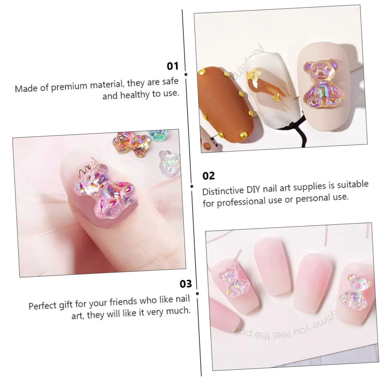 Декор для маникюра Мишка PLAFOPE Смола Блестки 100 шт, фото №3