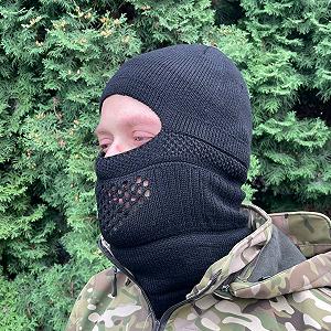 Балаклава-шапка тактическая вязанная Турция ВСУ ЗСУ 8680 черная - Фото 1