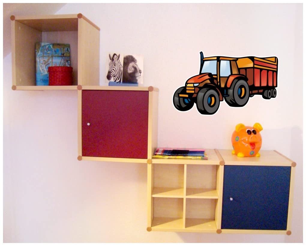 Наклейка на стіну Samunshi Кольоровий трактор з причепом, фото №3 Наклейка на стіну Samunshi Кольоровий трактор з причепом, фото №3