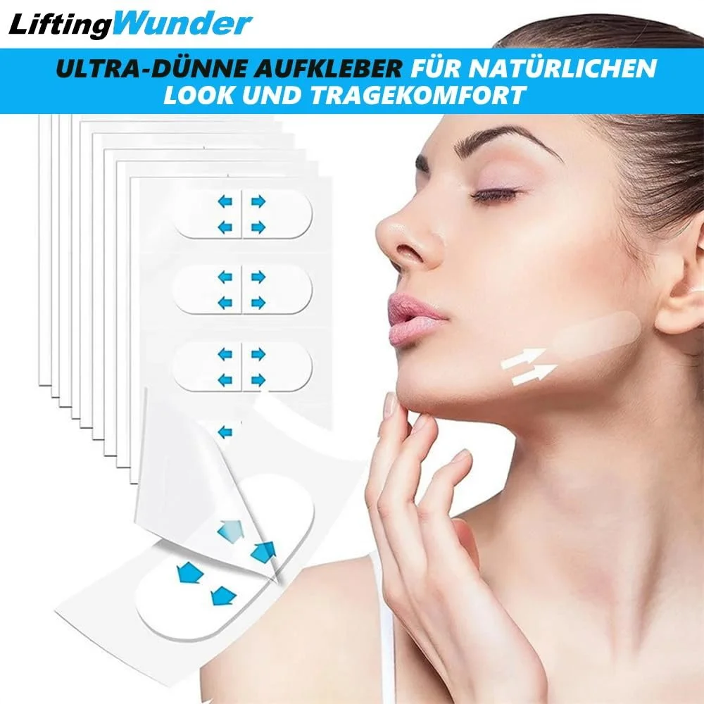 Стрічки для підтяжки обличчя LiftingWunder, невидима підтяжка обличчя, наліпки, 60 штук в упаковці, фото №2