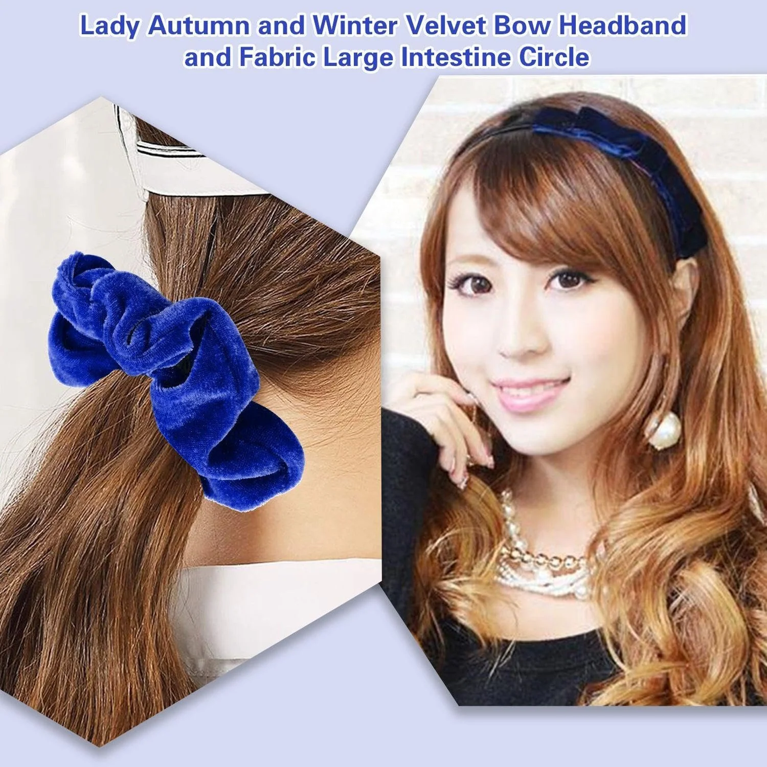 Обруч-бант Тканина Синій, Кільце для волосся, фото №4