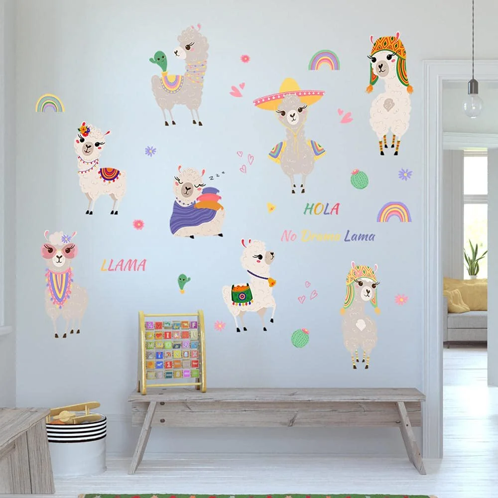 Наклейка на стіну Лама для дитячої кімнати 30 x 90 см (2 аркуші), фото №5 Наклейка на стіну Лама для дитячої кімнати 30 x 90 см (2 аркуші), фото №5