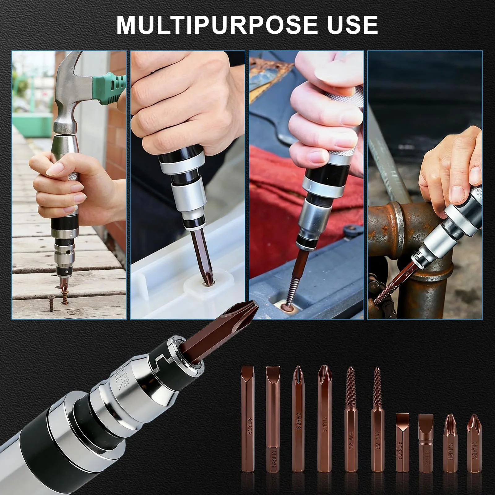 Набір ударних викруток 1/2 дюйма 12 шт., фото №7