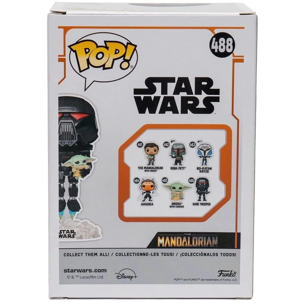 Вінілова фігурка Funko Pop! Star Wars: Mandalorian Dark Trooper with Child Glow in the Dark, фото №9