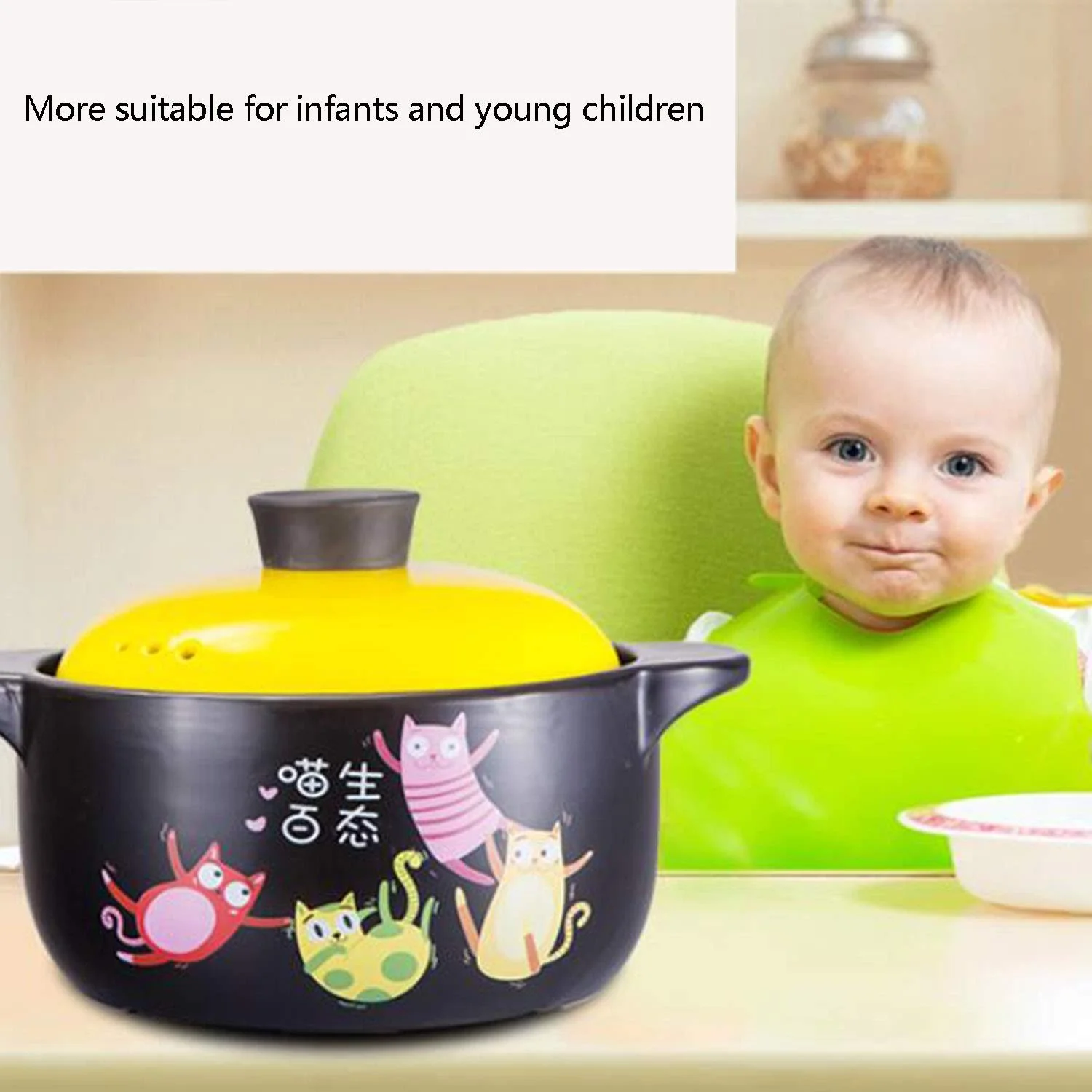 Каструля AIBAB керамічна емальована, жаростійка 3 л, фото №4 Каструля AIBAB керамічна емальована, жаростійка 3 л, фото №4