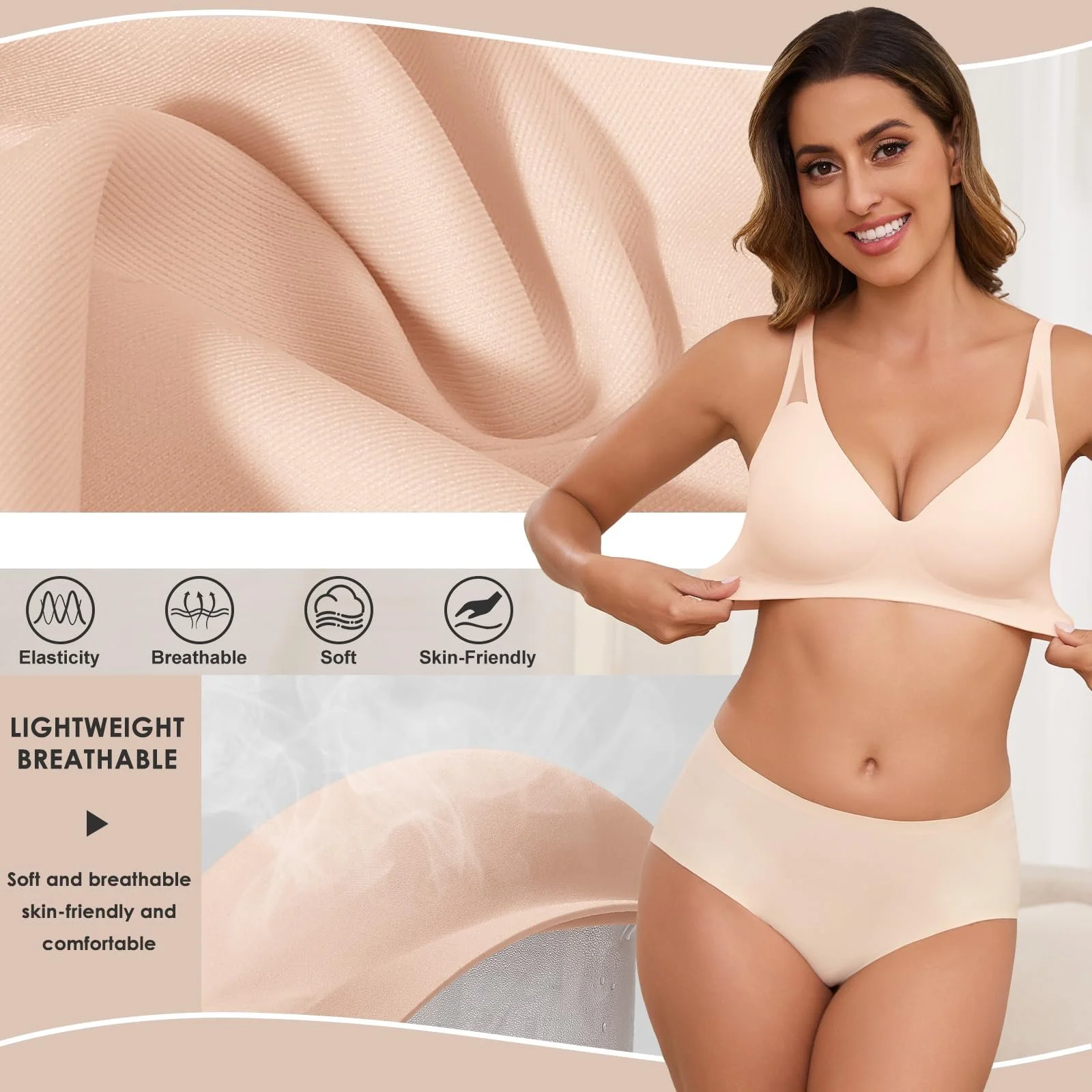 Бюстгальтер Xnova Comfortable безшовный без косточек мягкий push-up с глубоким V-образным вырезом и чашками с подкладкой, фото №4 Бюстгальтер Xnova Comfortable безшовный без косточек мягкий push-up с глубоким V-образным вырезом и чашками с подкладкой, фото №4