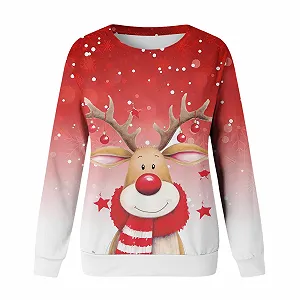 Женский Рождественский Свитер Gwnauz С Рождественским Принтом Оленя Больших Размеров Повседневный Хлопковый Зимний Свитер Рождественские Топы С Круглым Вырезом и Длинными Рукавами Рождественский Костюм synthetic.ua - Фото 1