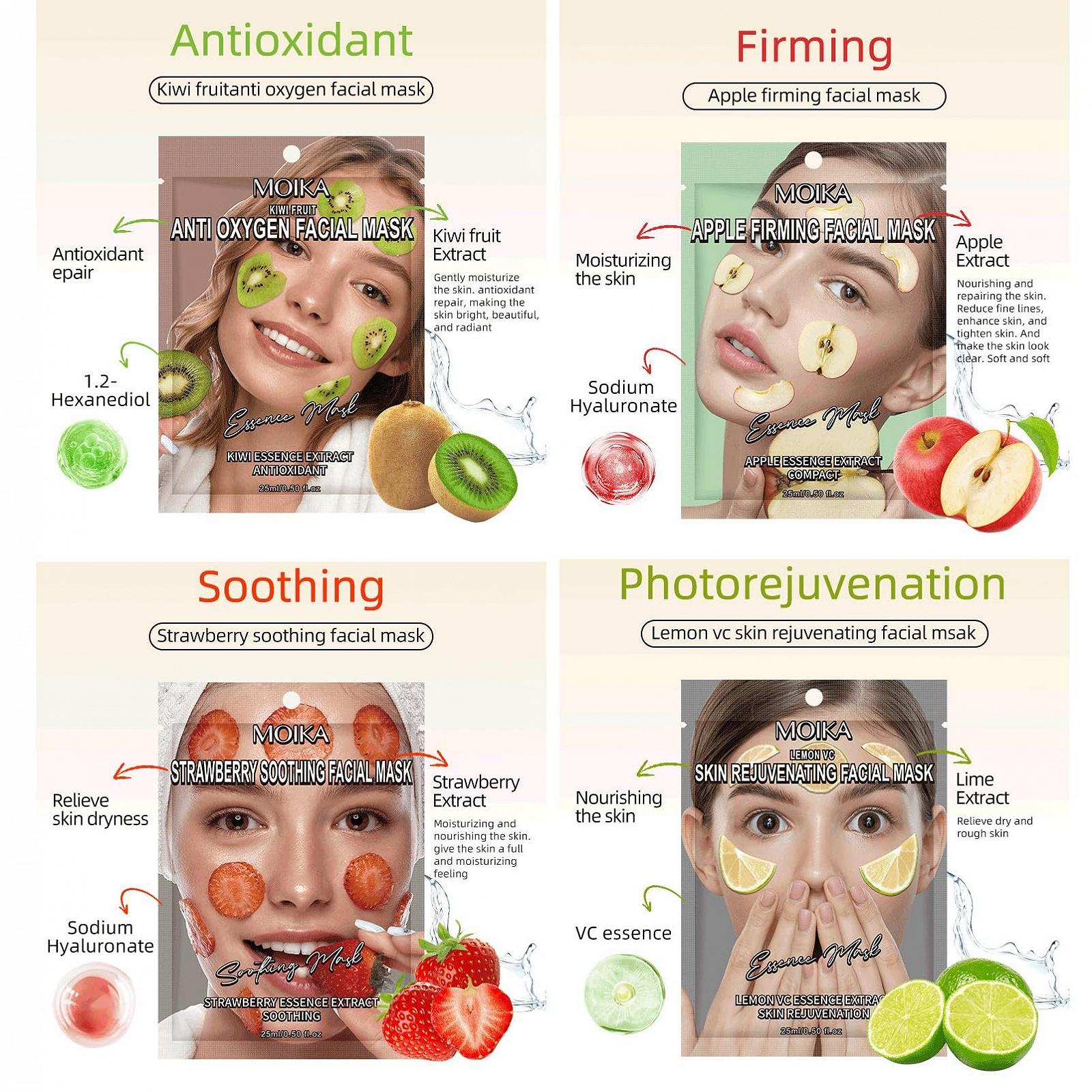 Тканевая маска ARCHIDATE Набор 9 шт. Фрукты и Растительные Экстракты, фото №5