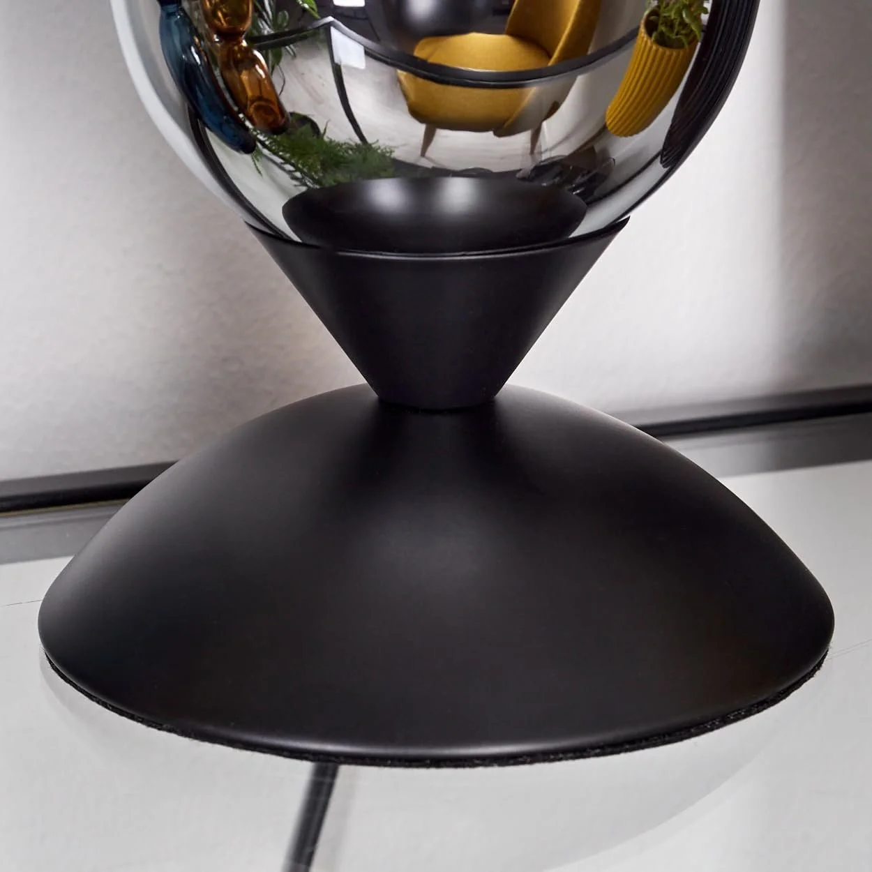 Настільна лампа Verfidelas Метал/Скло E14 17 см Чорна/Хром/Димчаста, фото №7