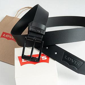 Купити Шкіряний ремінь чоловічий брендовий з чорною пряжкою Levis - Фото 1 Шкіряний ремінь чоловічий брендовий з чорною пряжкою Levis - Фото 1