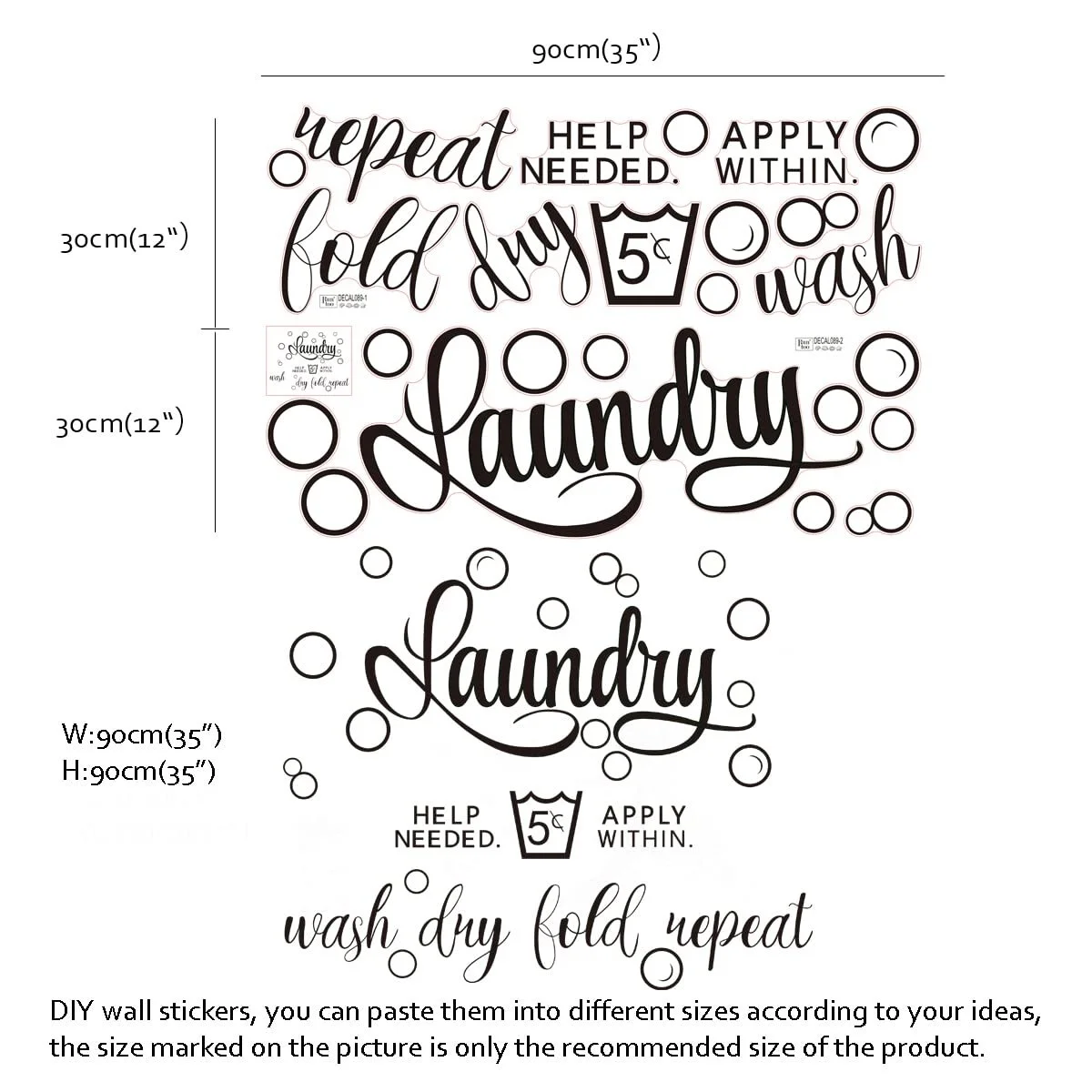 Настінна наклейка Runtoo Laundry Room Quotes Велика, фото №4