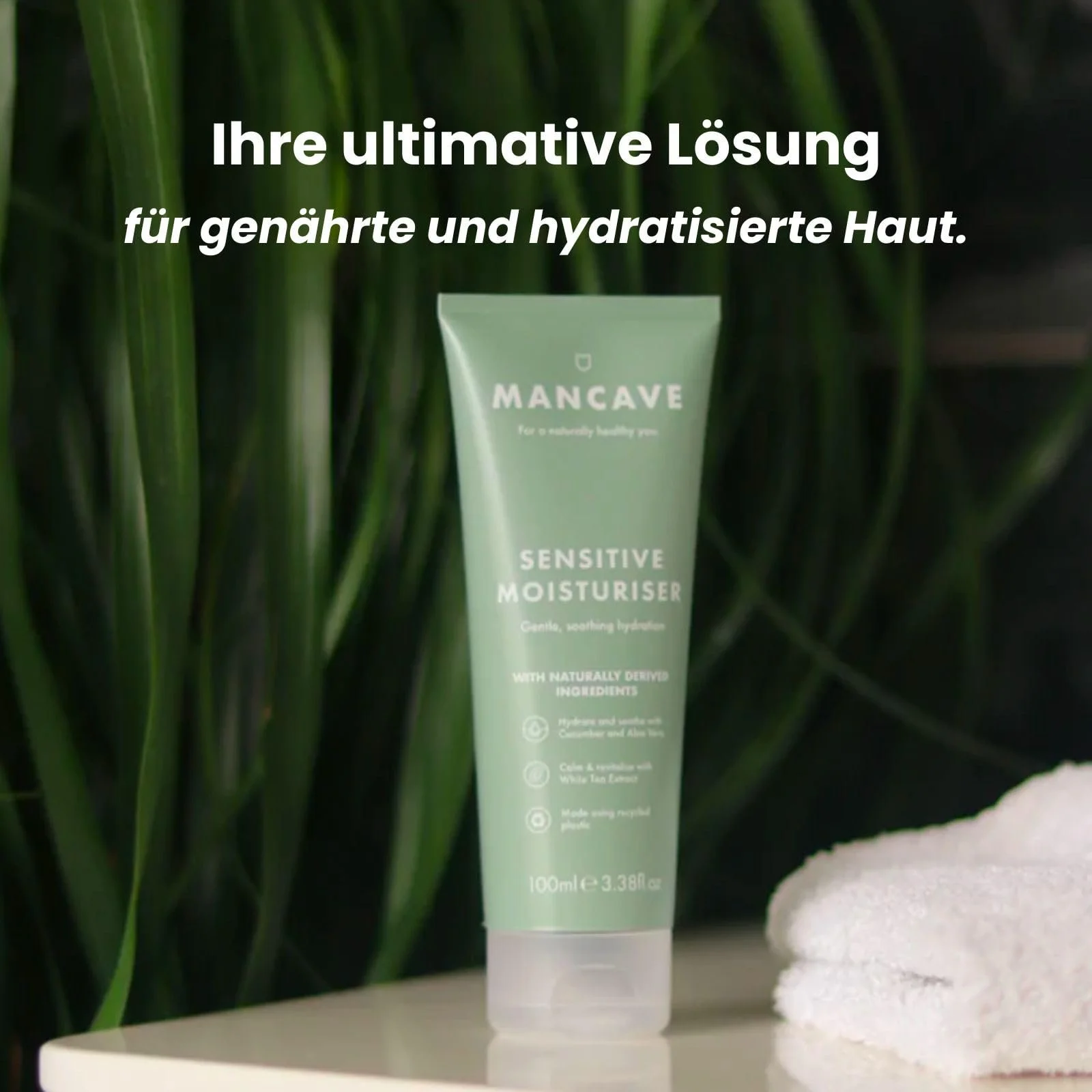 Зволожувальний крем ManCave Sensitive 100 ml Intensive Care Aloe Vera & Shea Butter Vegan, фото №2 Зволожувальний крем ManCave Sensitive 100 ml Intensive Care Aloe Vera & Shea Butter Vegan, фото №2