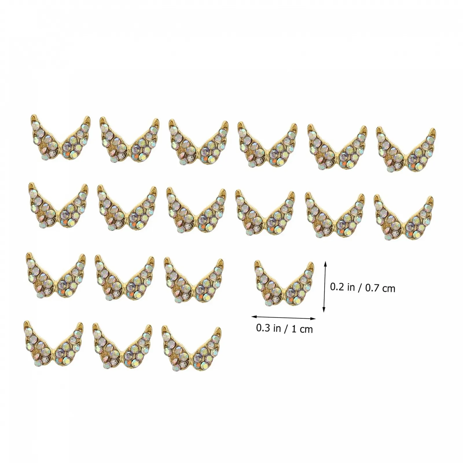 Стразы для ногтей Сердце, 20 шт., украшения для маникюра, наклейки на ногти в форме сердца, блестки для ногтей крылья, стразы для ногтей с плоским основанием, разноцветные сплавы, фото №5