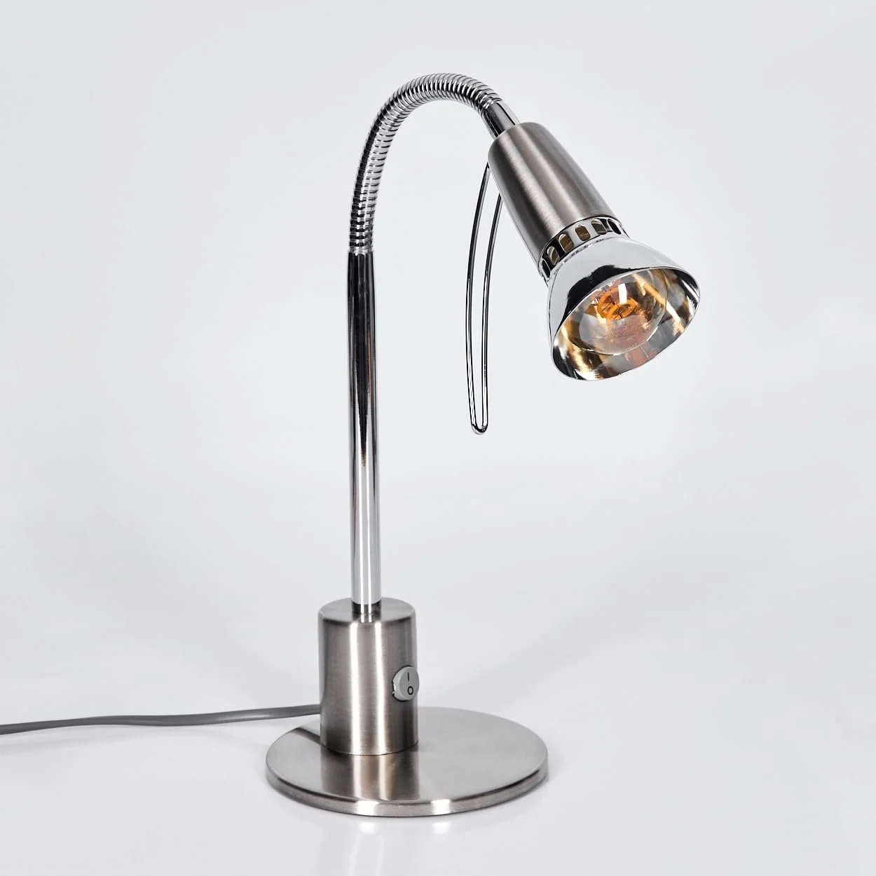 Настільна лампа HOFSTEIN Felan металева E14 Матовий нікель/Хром, фото №8