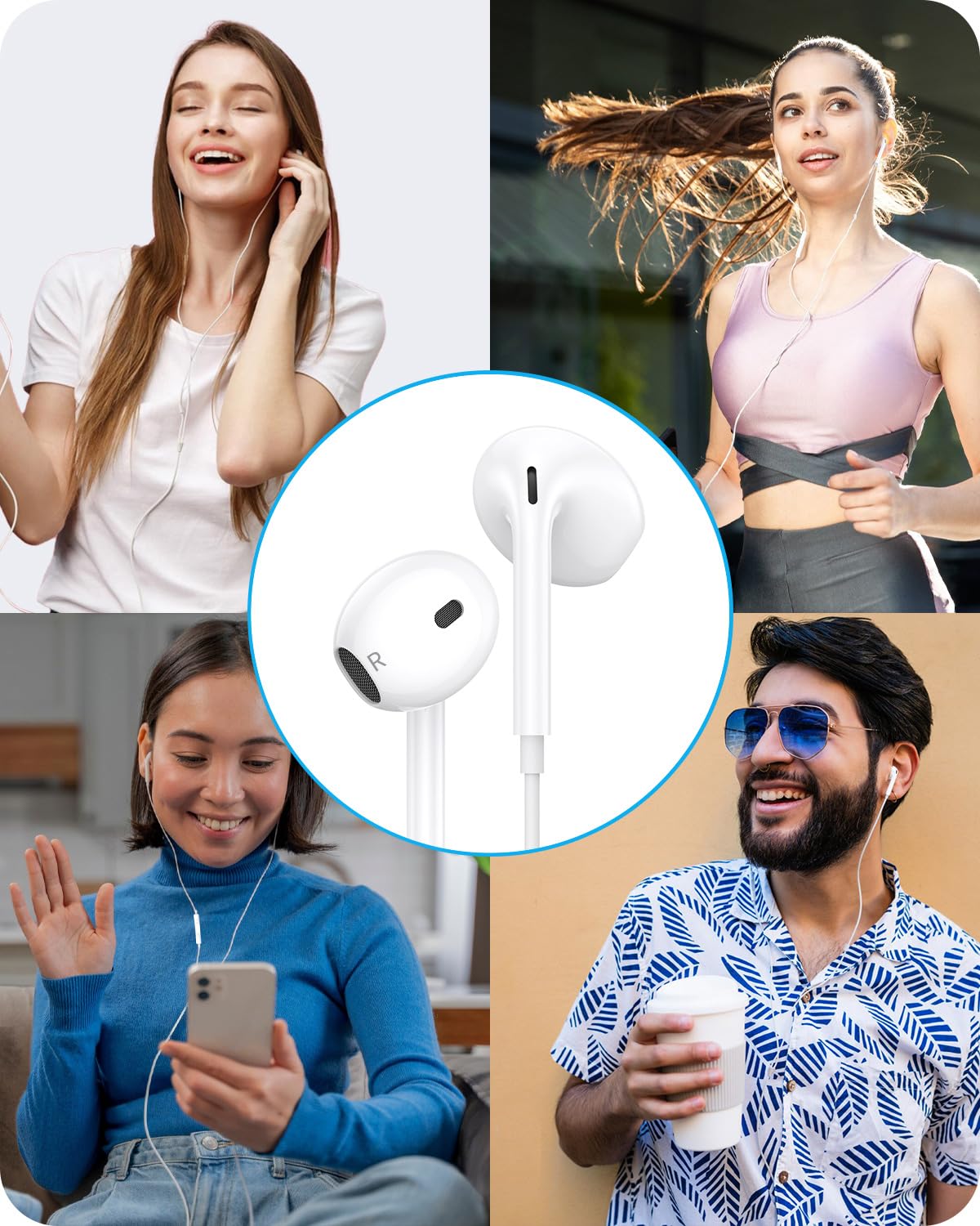 Наушники In-Ear 2 Pack 3.5 мм проводные, HiFi стерео с микрофоном и управлением громкостью для iPhone, Samsung Galaxy, Android, Xiaomi, смартфонов, ноутбуков, MP3/MP4 плееров и др., фото №7