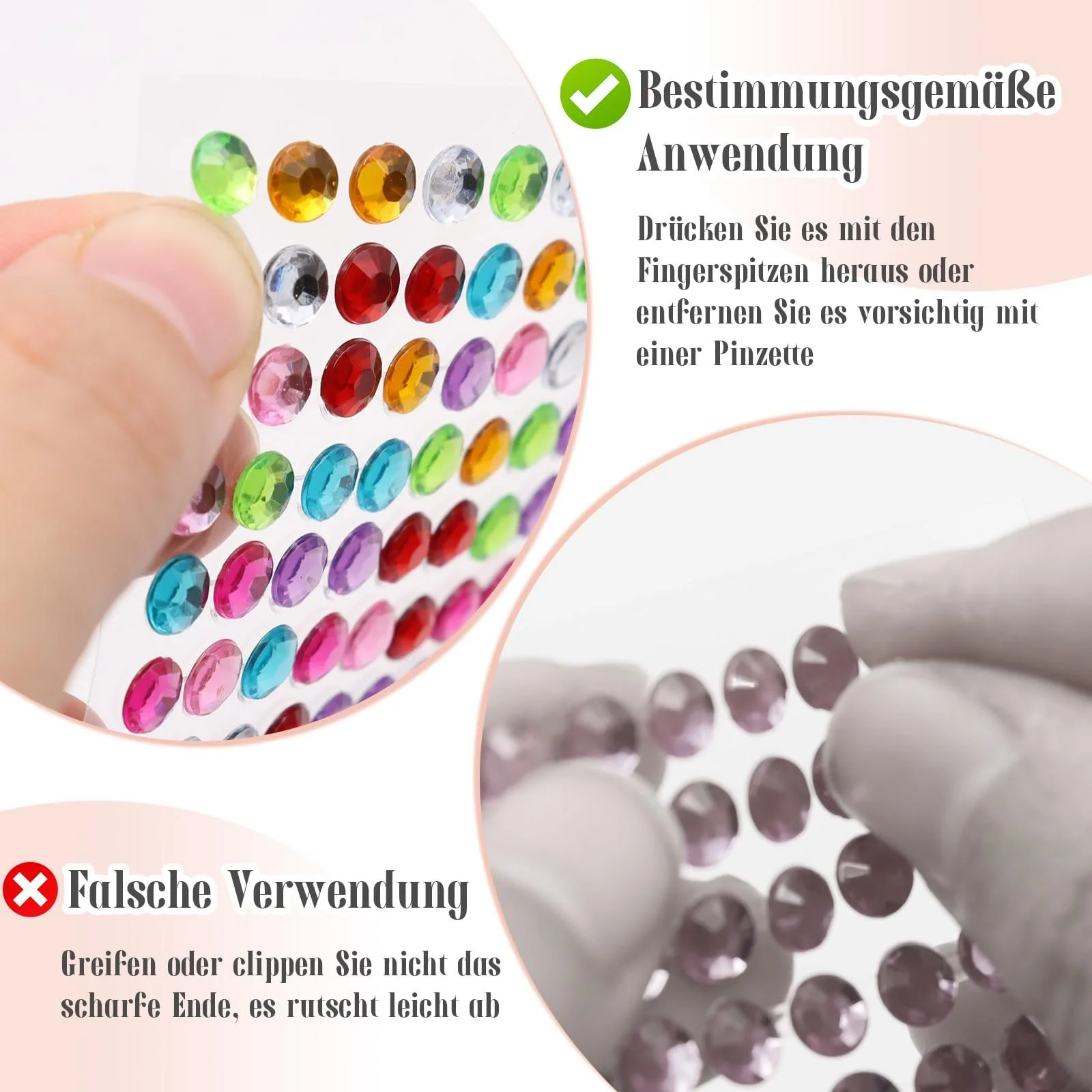 Стразы VEGCOO Полукруглые Блестящие Самоклеящиеся Разноцветные 6 мм, фото №5