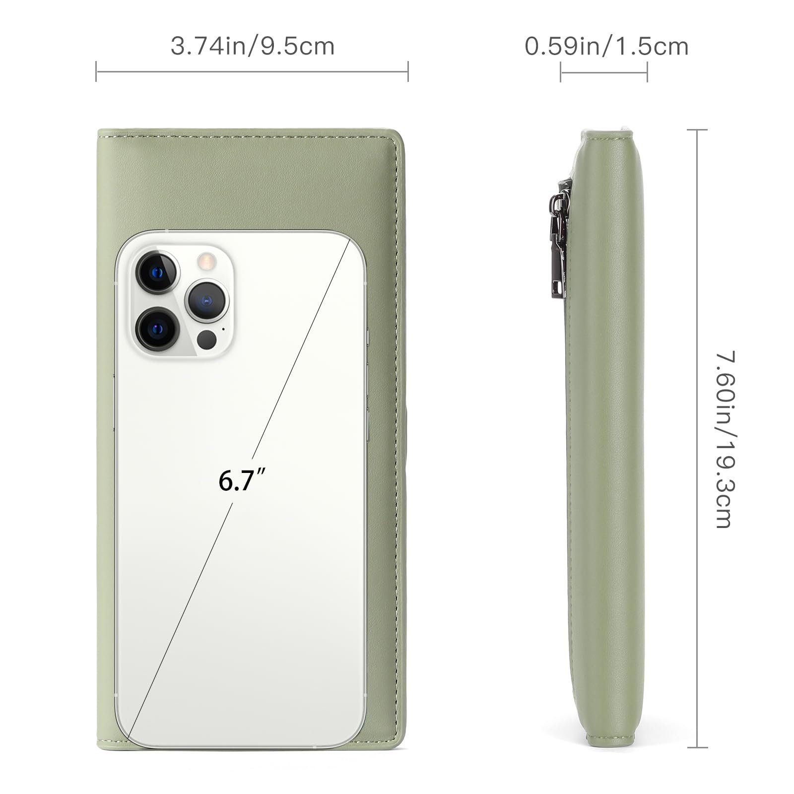 Кошелек GAEKEAO Ultra Thin PU Leather RFID Blocking Credit Card Holder Bifold Long Ladies Wallet Billfold Clutch, Type1 Fruit Green, Casual, фото №4