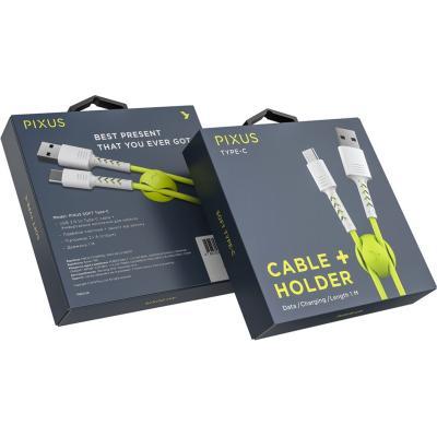 Дата кабель USB 2.0 AM to Type-C 1.0m Soft white/lime Pixus (4897058531169), фото №5 Дата кабель USB 2.0 AM to Type-C 1.0m Soft white/lime Pixus (4897058531169), фото №5