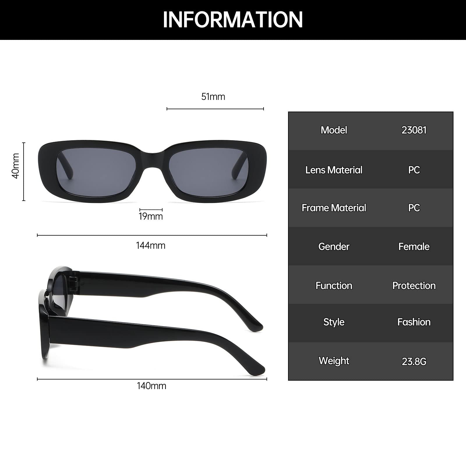 Сонцезахисні окуляри Прямокутні YAMEIZE Класичні 4 шт, фото №5