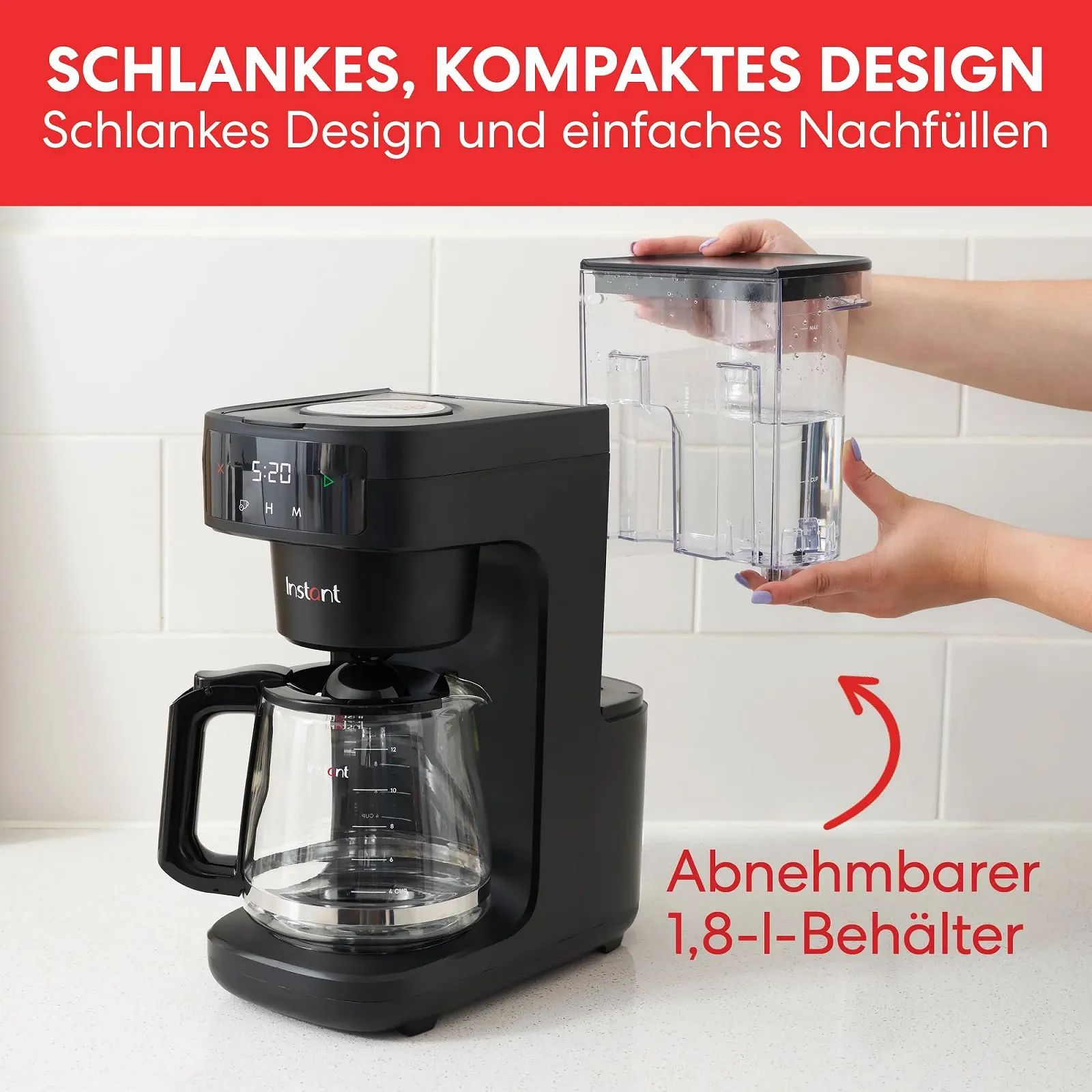 Крапельна кавоварка Instant Infusion Brew Програмована 12 чашок Багаторазовий фільтр Цифровий дисплей Скляний глечик Підігрів, фото №6