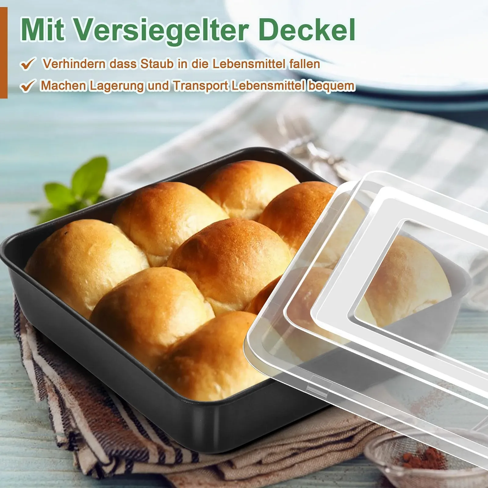 Форма для выпечки Joyfair Квадратная Набор из 2 шт. Нержавеющая сталь Антипригарная с крышкой 21 x 21 x 5 см, фото №6