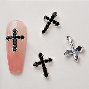 3D Крестики для ногтей, 10 шт, металлический сплав, кристаллы - Фото 1