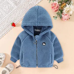 Флисовая куртка Generisch Детская для девочек и мальчиков, флисовая куртка с капюшоном, однотонная с подкладкой и капюшоном, приятная теплая куртка с карманом, милая теплая толстая куртка для улицы synthetic.ua - Фото 1