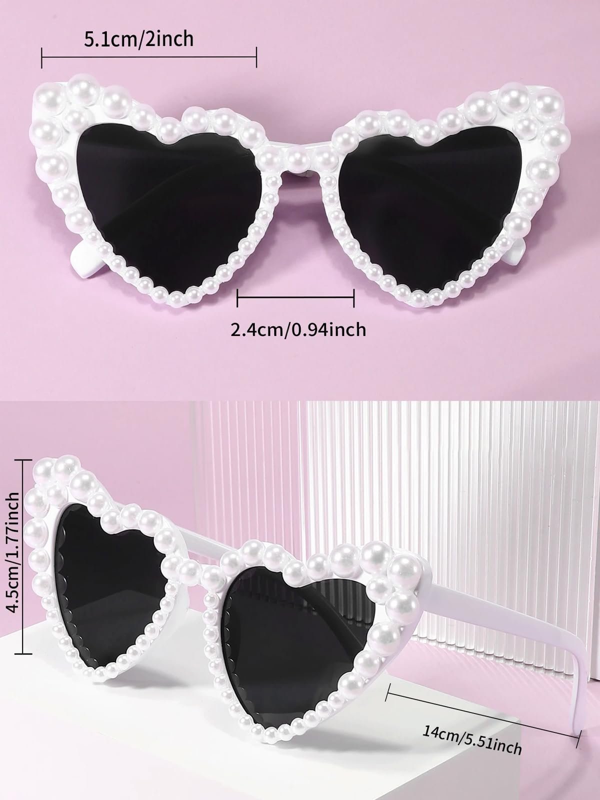 Вінтажні сонцезахисні окуляри-серця Whemyreat з перлами, фото №6