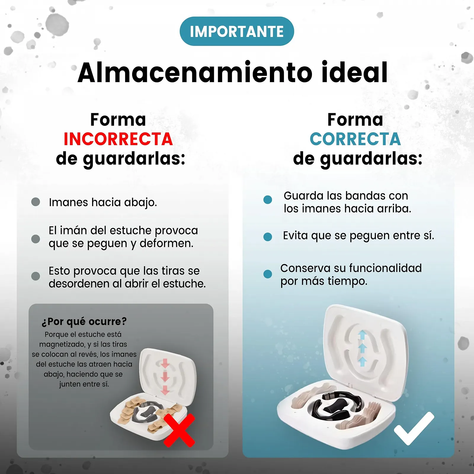 Смужки на ніс магнітні + коробка для зберігання для набору для дихання проти хропіння. Містить 20 пластирів, фото №3