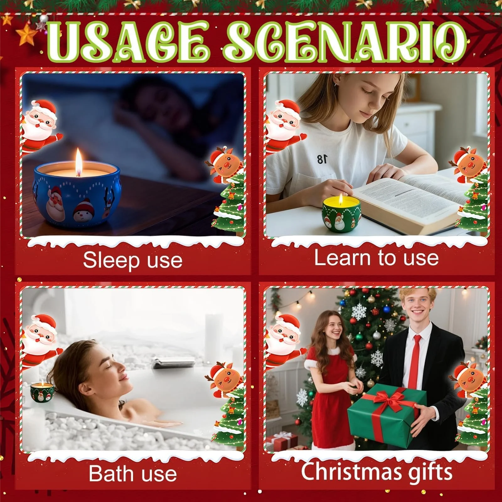 Набір Крем для рук Ароматична свічка Подарунковий набір 4 штуки Ароматичні свічки Різдво + 5 шт, фото №7