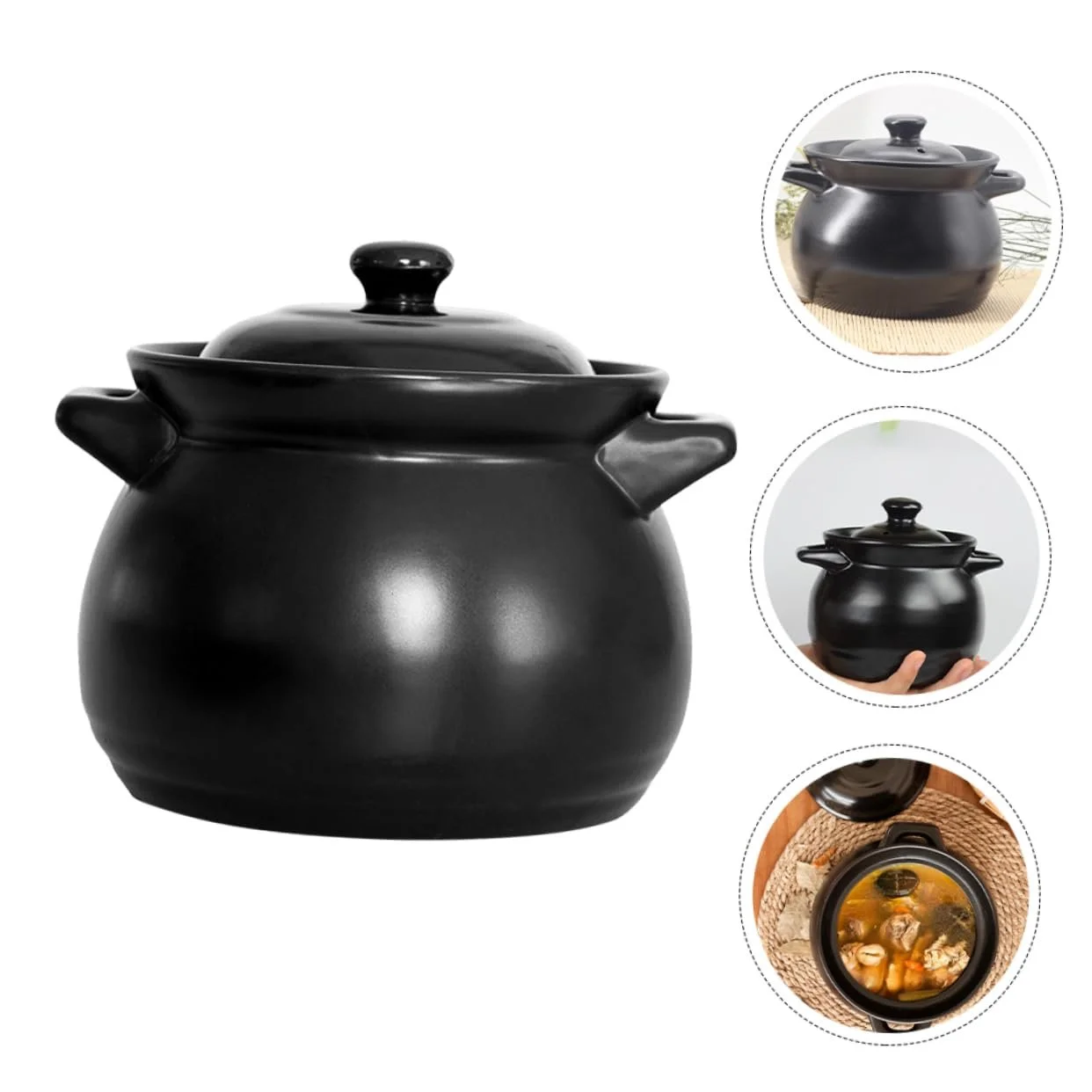 Горщик глиняний термостійкий 1.1 л з кришкою Чорний head head, фото №3 Горщик глиняний термостійкий 1.1 л з кришкою Чорний head head, фото №3