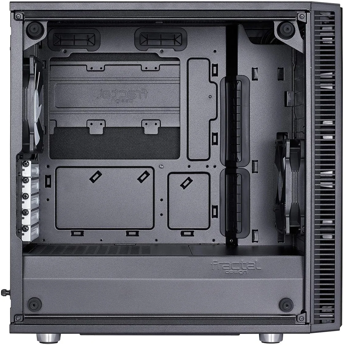 Корпус Fractal Design Define Mini C TG / без БЖ / Mini-Tower / mATX / Tempered Glass / 2x120mm Fans / USB 3.0 / Чорний, фото №6 Корпус Fractal Design Define Mini C TG / без БЖ / Mini-Tower / mATX / Tempered Glass / 2x120mm Fans / USB 3.0 / Чорний, фото №6