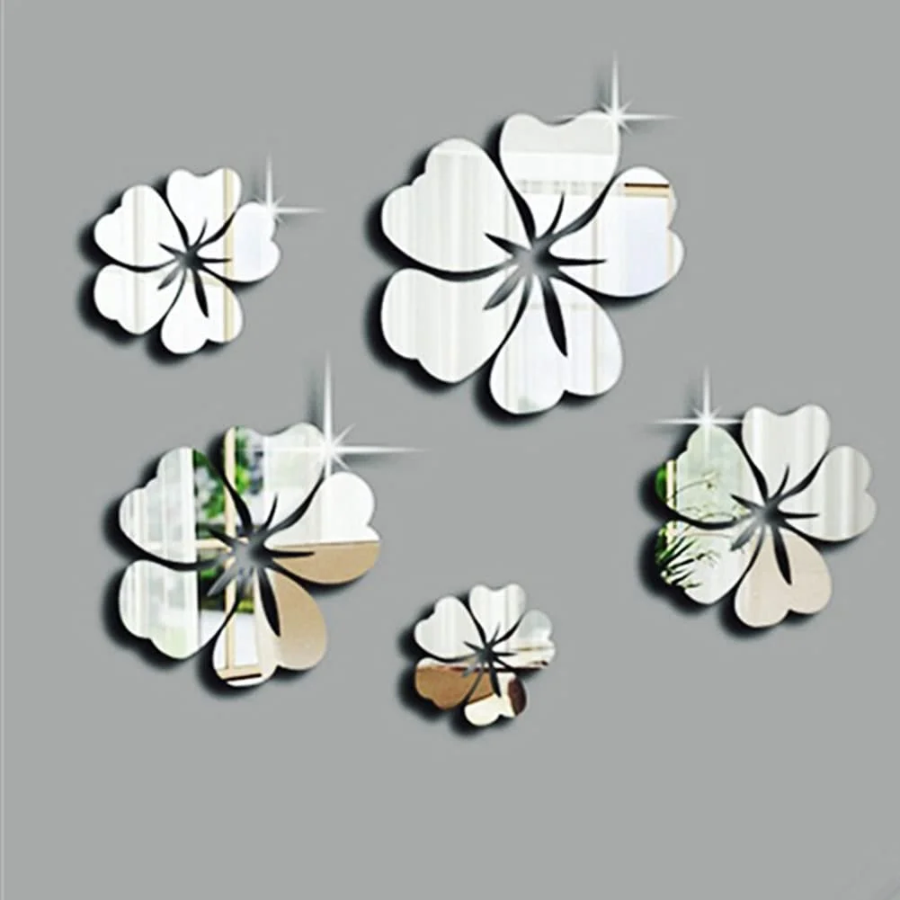 Зеркальные наклейки на стену 3D Self Adhesive Acrylic Art Flower Tile 5 штук, фото №1