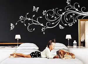 Наклейка на стіну Grandora W1073 XXL Квіткова лоза та 3 метелики synthetic.ua - Фото 1