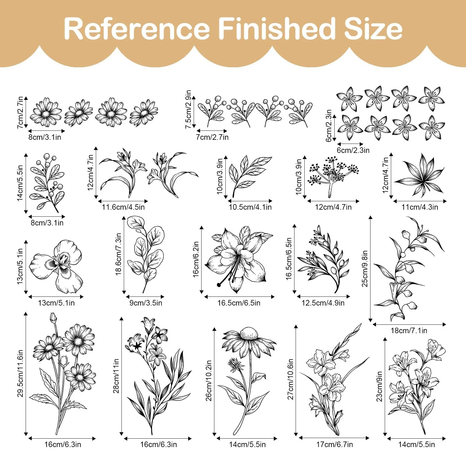 Наклейка на стіну Tanlaby Flowers 9 аркушів 33 шт. Чорно-біла, фото №4 Наклейка на стіну Tanlaby Flowers 9 аркушів 33 шт. Чорно-біла, фото №4