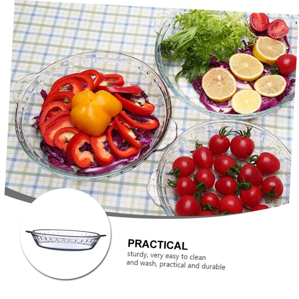 Форма для запекания TOYANDONA термостойкая стеклянная круглая, фото №8