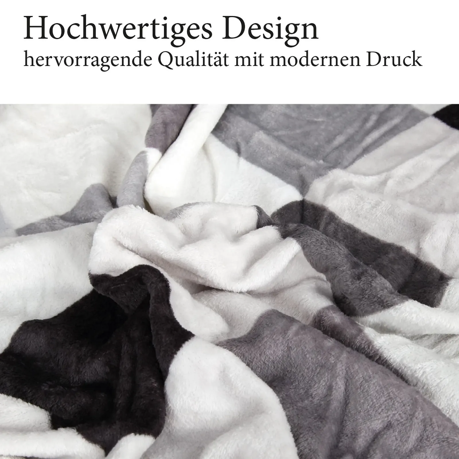Покривало Bestlivings XXL (130 x 170 см) - Світло-сіра в клітинку - Флісова Покривало з мікрофібри, фото №3