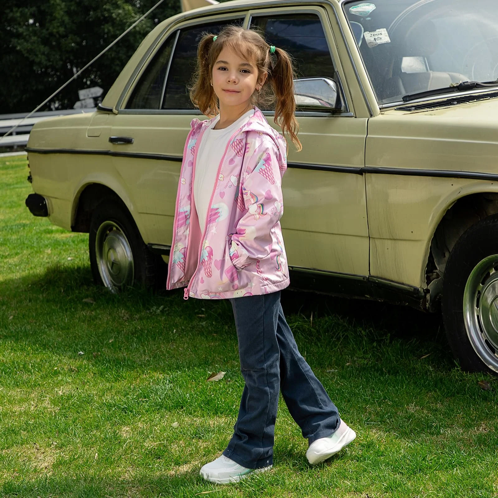 Водонепроницаемая куртка LACOFIA для девочек с флисовой подкладкой, детская водоотталкивающая переходная школьная куртка с капюшоном и подкладкой, дождевик на осень/раннюю зиму для детей 3 - 12 лет, фото №4